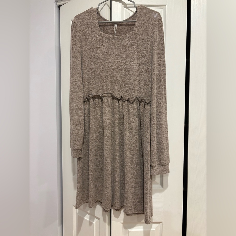 NWT - Super Soft Long Sleeve Taupe Dress